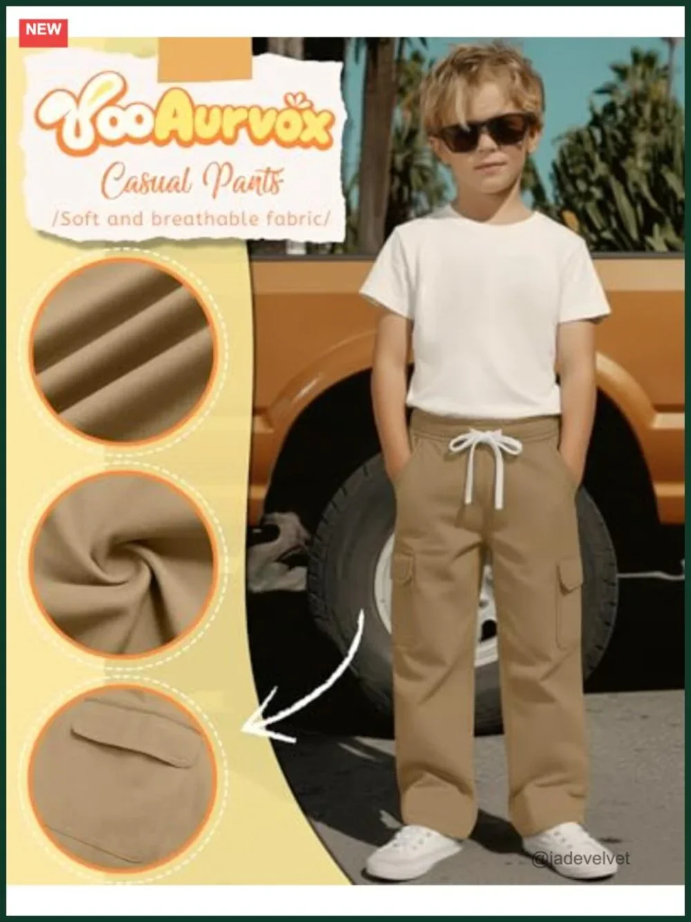 Boys Cargo Pants Cotton Chino Trousers Adjustable Drawstring 6-16 Years